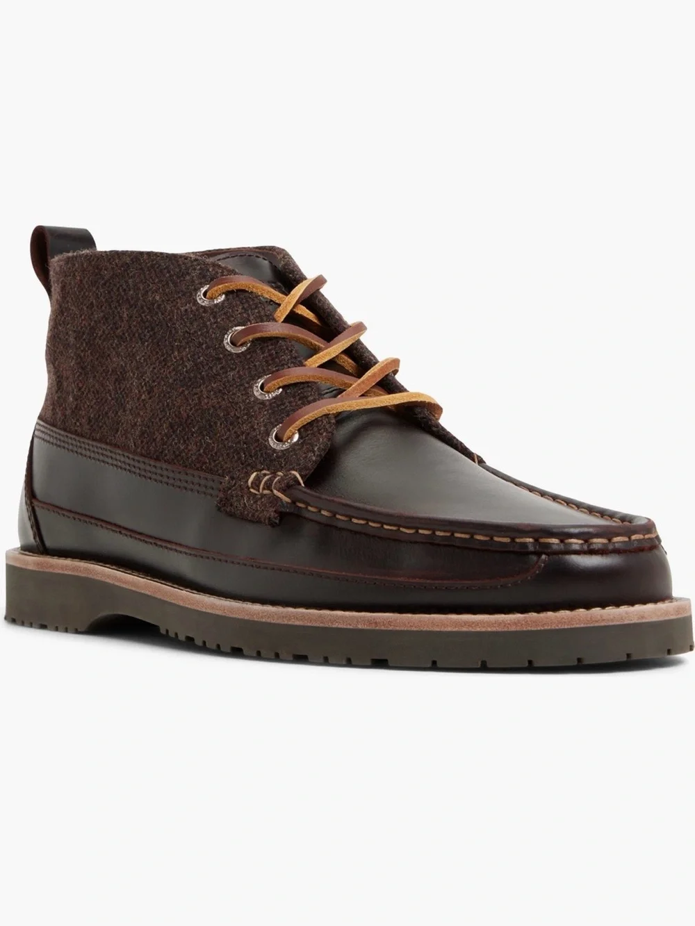 Sperry Dark Brown Leather and Wool Chukka Boots
